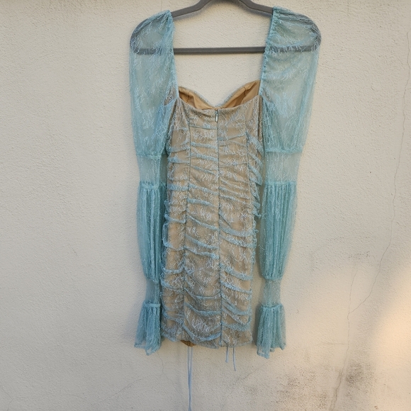 Michael Costello x REVOLVE Isadora Mini Dress Blue Lace Michael Costello x REVOLVE Isadora Mini Dress Blue Lace